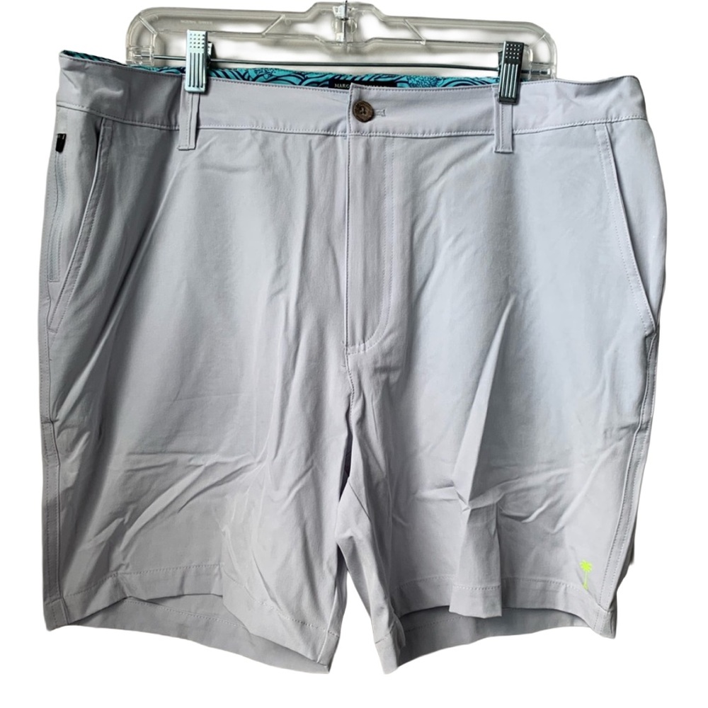 MARGARITAVILLE Men’s Light Gray Flat Front Stretchy Chino Style Shorts